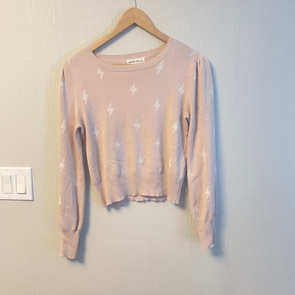 Pink Sweater with Lightning Bolt pattern - Picture 2 of 2